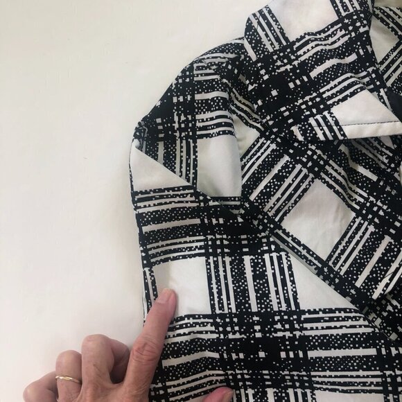 Luii Short Trench Coat Jacket Black White Plaid Size Large - Picture 12 of 12